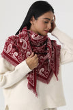 Women Paisley Print Tassel Triangle Scarf Warm Shawl Wrap: Mocha