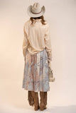 Horse Embroidered Button Blouse: SAND