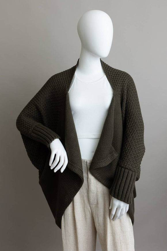 Bat Sleeve Knit Cardigan - Olive