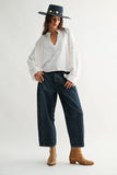Boho-Chic Embroidered White Peasant Blouse: OFF WHITE