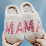 Pink MAMA Mother’s Day Slippers: White / S/M