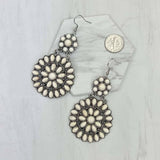 Silver metal with blue turquoise stone flower concho Earrings