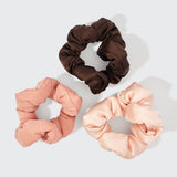 Kitsch - Recycled Fabric Cloud Scrunchies 3pc Set - Rosewood