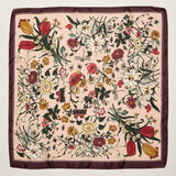 Vintage Botanical Floral Square Scarf – Blue