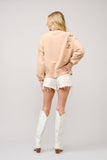 Western Motif Embroidered Graphic Sweatshirt: Tan