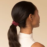 Ruched Lace Scrunchies 5pc Set - Cherry Lacquer & Dusty Pink
