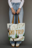 Lt. Blue Ski Trip Scene Tote