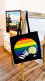 Mountain Sunrise Canvas Tote Bag: Black