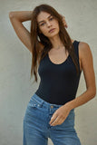 Seamless Reverse U-V Neck Tank: Black