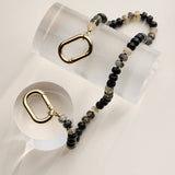 Colorful Beaded Bag Charm with Gold Clasp Trendy Accessory: Black