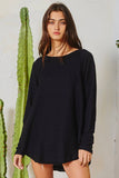 Boat Neck Solid Top: BLACK