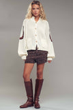 Western Horse Intarsia Cardigan: IVORY