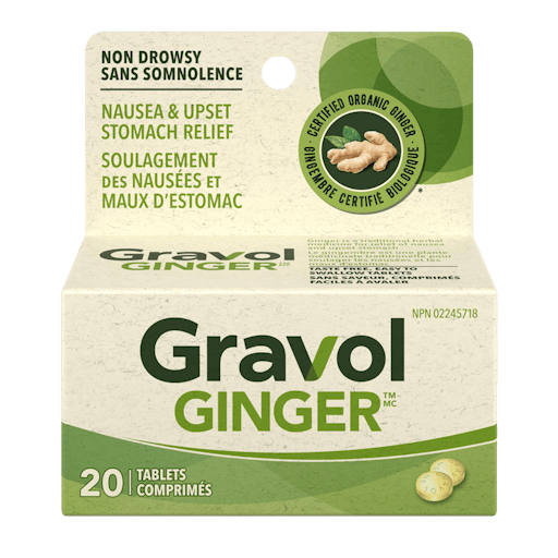 Gravol Ginger Tablets for Nausea & Upset Stomach - 20ct