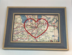 Winnipeg Heart Map - Blue Rustic Frame