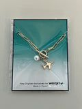 Airplane Necklace Gold w/Pearl