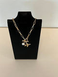 Airplane Necklace Gold w/Pearl