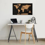 Wanderlust - Cork & Wood 3D World Pin Map - Onyx