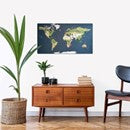 Wanderlust - 3D Cork Push Pin Map | Geo Optic Labelled - Charcoal Blue