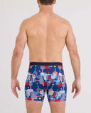 SAXX - Daytripper Comfort Stretch Boxer Brief 6" - Pickle Paddle-Navy Dawn