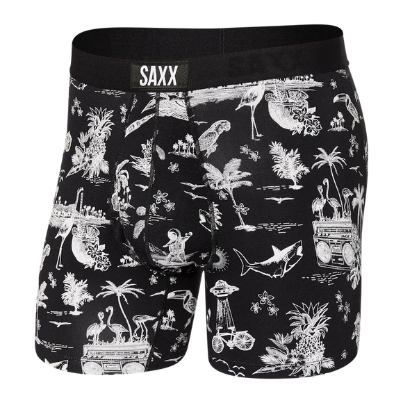 SAXX Ultra Super Soft Boxer Brief / Black Astro Surf And Turf