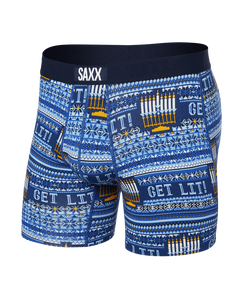 SAXX Vibe Super Soft Comfort Blend Boxer Brief 5"- Hannukah Sweater-Navy