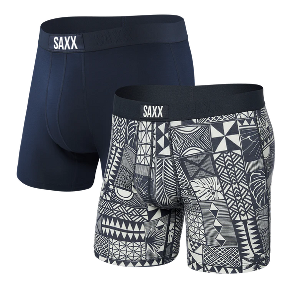 SAXX VIBE 2-PACK SUPER SOFT Boxer Brief /  Beachy Woodblocks/Navy