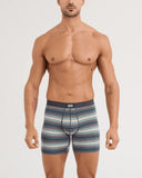 SAXX Vibe Xtra Soft Comfort Boxer Brief 6" - Baja Stripe-Dark Sage
