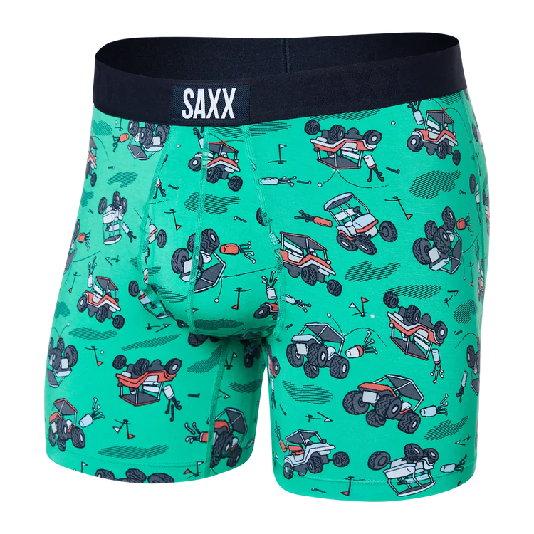 SAXX ULTRA SUPER SOFT Boxer Brief / Fly Off Course Carts - Green ...