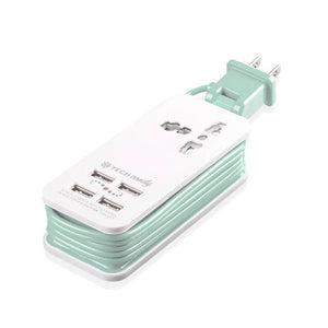 POWER TRIP OUTLET + USB TRAVEL CHARGING STATION : Light Mint