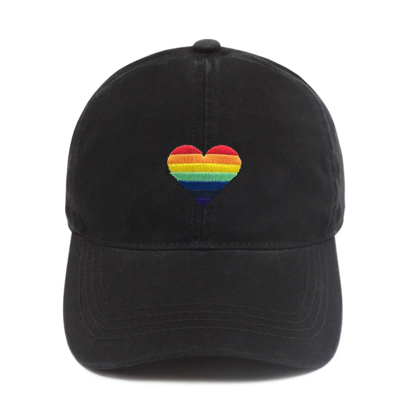 Rainbow Heart Ball Cap - Black