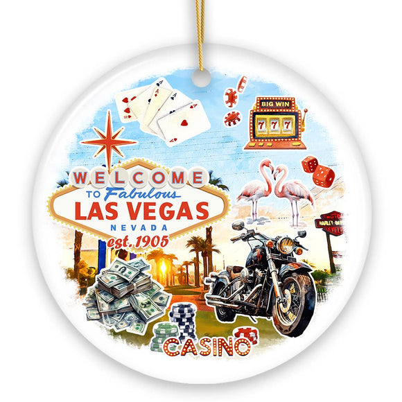 Artistic Las Vegas Collage Art Ceramic Ornament Souvenir