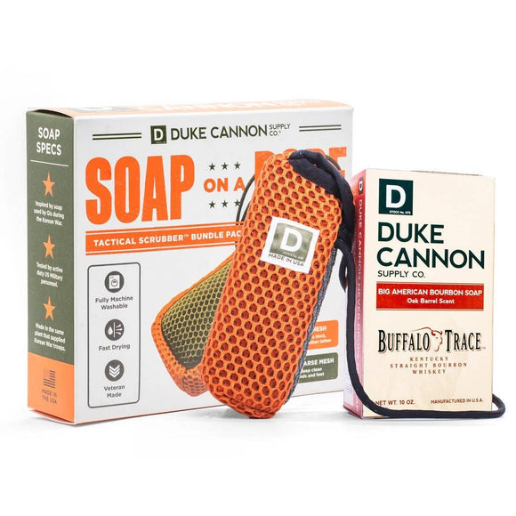 Duke Cannon Soap on a Rope Bundle Pack - Tactical Scrubber + Bourbon soap