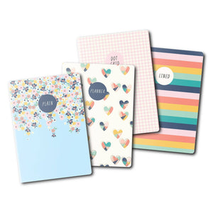 Hearts A6 4 Pack Notebooks