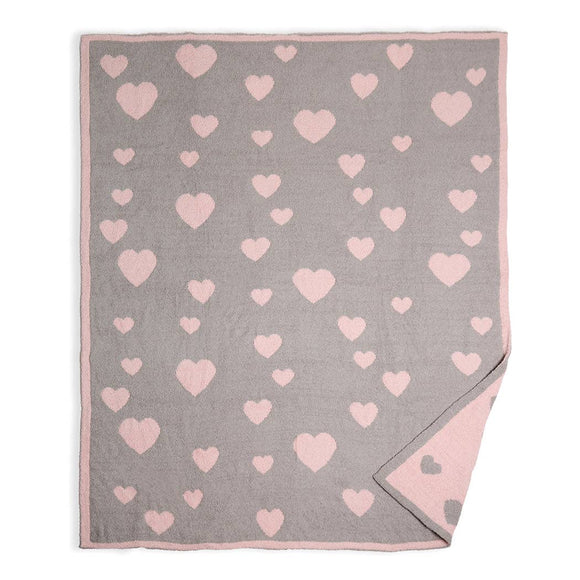 Heart Patterned Luxury Soft Throw Blanket: Gray / ONE SIZE