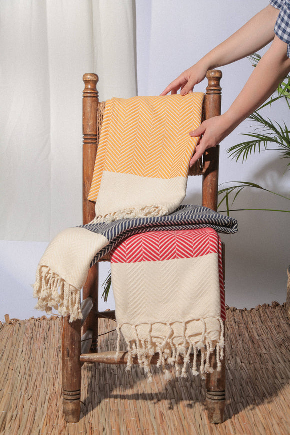 Soft Cotton Throw & Picnic Blanket Yellow