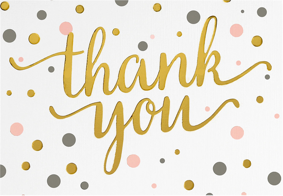 Pink & Gold Dots Thank You Notes