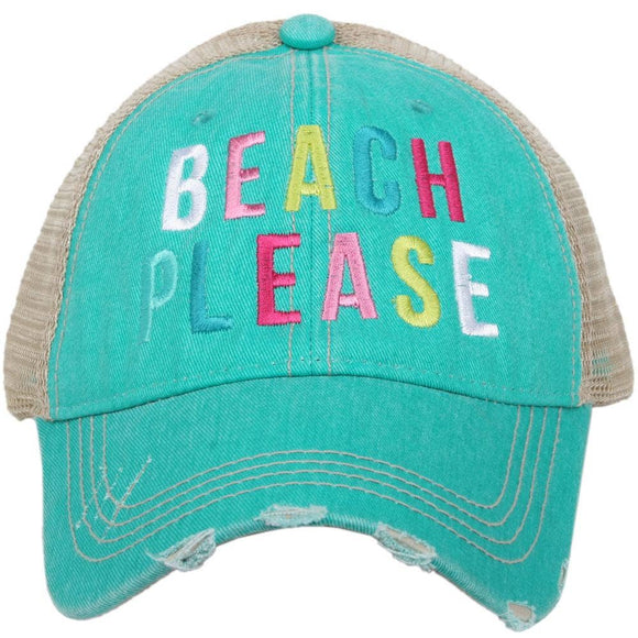 Beach Please Teal Trucker Hat