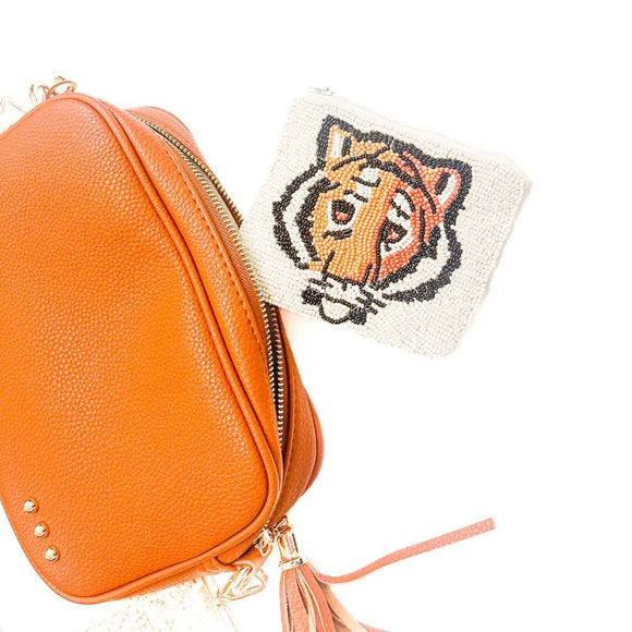 Out and About Seed Bead Coin Purse - Tiger