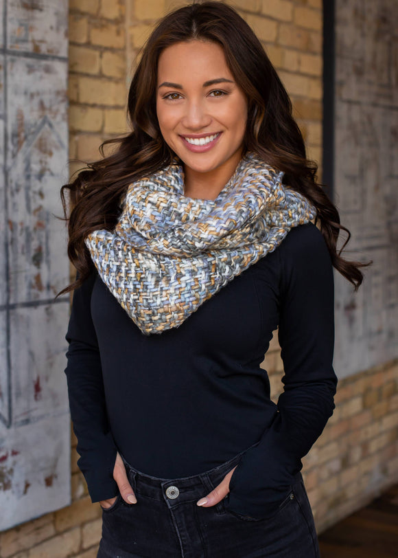 Lt. BLue/White Loom Woven Infinity Scarf