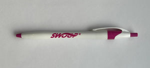 Swoop Javelin Pen - White with Pink Swoop Logo