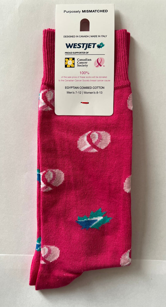 WestJet + Canadian Cancer Society Pink Socks