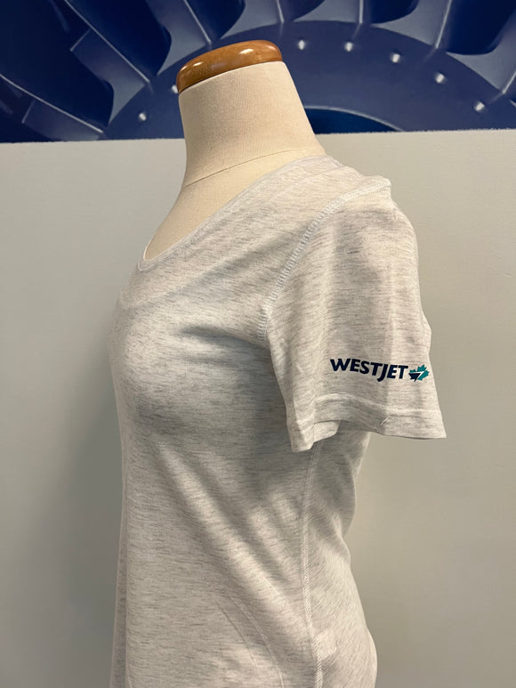 WestJet Scoop Neck Women's T-shirt - White Fleck Triblend